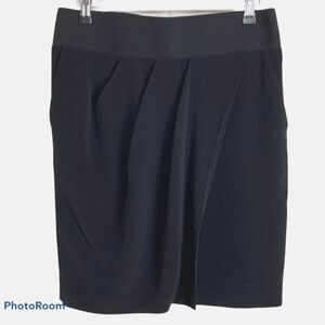 Worthington Black Tulip Size medium Pencil Skirt Stretch Band Waist zip back